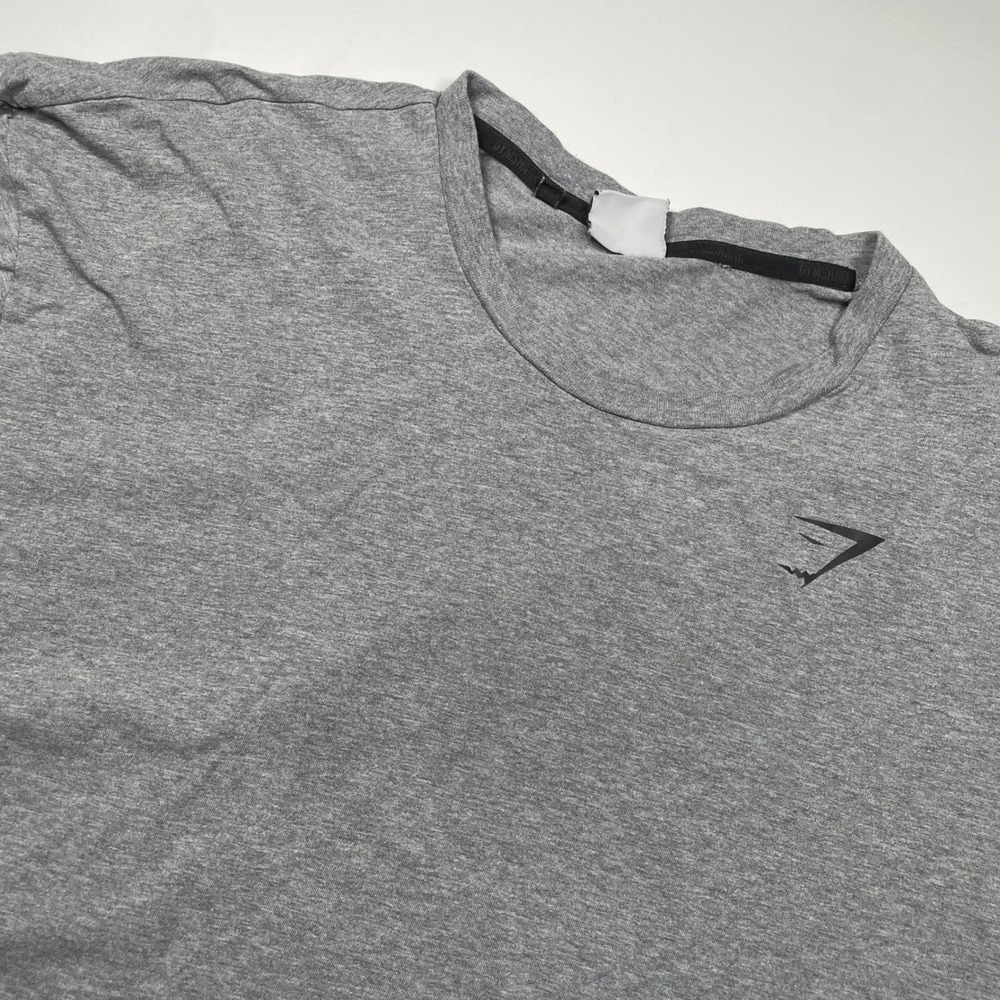 Gymshark Mens Large Gray Short Sleeve Workout Training T-Shirt Logo Crew Neck